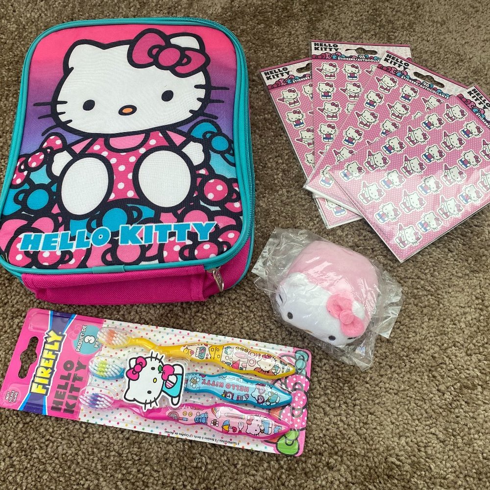 Hello Kitty Lunch Box accessories toothbrushes stuffed Plush animal 96 Sticker